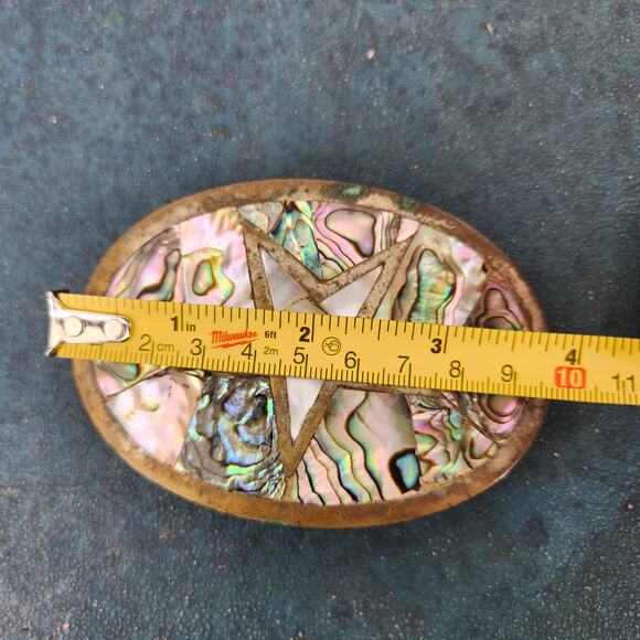 VTG Abalone Inlay Star Belt Buckle Western Celestial Distrayed *chipped